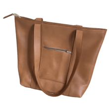 Load image into Gallery viewer, Natural Full-grain Zippered Leather Tote Bag - Amaka Africa