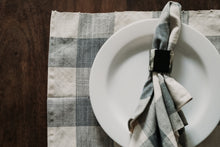 Load image into Gallery viewer, Blue & Cream Check Woven Napkins (set of 4)