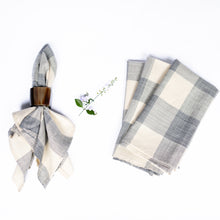 Load image into Gallery viewer, Blue & Cream Check Woven Napkins (set of 4)