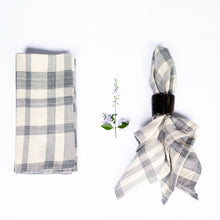 Load image into Gallery viewer, Blue & Cream Plaid Woven Napkins (set of 4)