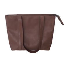 Load image into Gallery viewer, Medium Brown Full-grain Zippered Leather Tote Bag - Amaka Africa