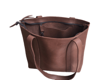Load image into Gallery viewer, Medium Brown Full-grain Zippered Leather Tote Bag - Amaka Africa