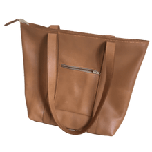 Load image into Gallery viewer, Natural Full-grain Zippered Leather Tote Bag - Amaka Africa
