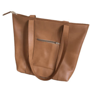 Natural Full-grain Zippered Leather Tote Bag - Amaka Africa