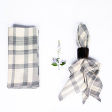 Load image into Gallery viewer, Blue &amp; Cream Plaid Woven Napkins (set of 4)
