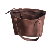 Load image into Gallery viewer, Medium Brown Full-grain Zippered Leather Tote Bag - Amaka Africa
